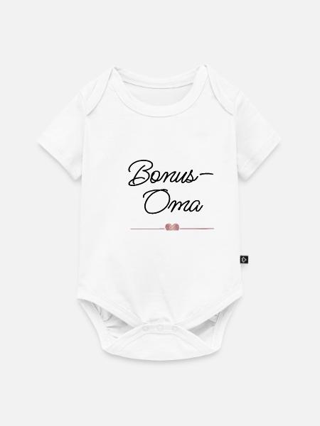 Beste Bonus-Oma mit Herz – Geschenk - Baby Premium Kurzarmbody - Weiß