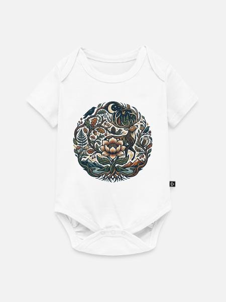 Mondwald Blütenpfad - Baby Premium Kurzarmbody - Weiß