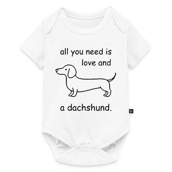 Tout ce qu’il vous faut, c’est de l’amour et du teckel – bande dessinée - Body à manches courtes Premium Bébé - blanc - Devant