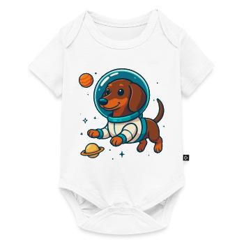 Dachshund in Space – Cute Astronaut Dog - Baby Premium short-sleeve bodysuit - white - Front