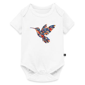 Colibri à motif floral - Body à manches courtes Premium Bébé - blanc - Devant