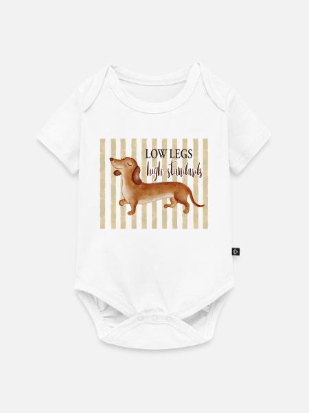 Low Legs High Standards – Lustiger Dackel - Baby Premium Kurzarmbody - Weiß