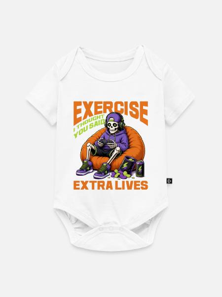 Skeleton Gamer Gaming Halloween - Baby Premium Kurzarmbody - Weiß