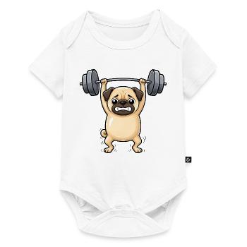 Pug Dog Fitness Halterofil Gymnase - Body à manches courtes Premium Bébé - blanc - Devant