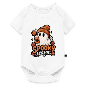 Spooky Season Ghost with Pumpkin Hat - Baby Premium short-sleeve bodysuit - white - Front