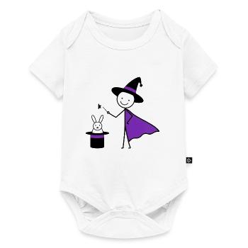 Stick figure as a magician conjures rabbit art - Baby Premium short-sleeve bodysuit - white - Front
