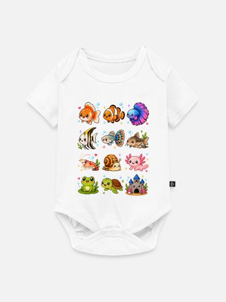 Kawaii Aquarium | Unterwasserwelt Tiere - Baby Premium Kurzarmbody - Weiß