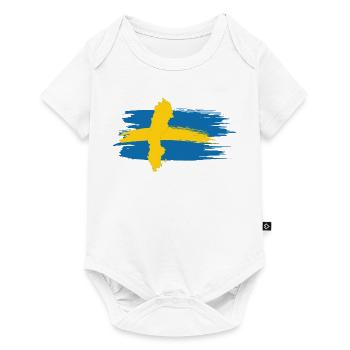 Sweden – Blue Yellow Map Brush Design - Baby Premium short-sleeve bodysuit - white - Front