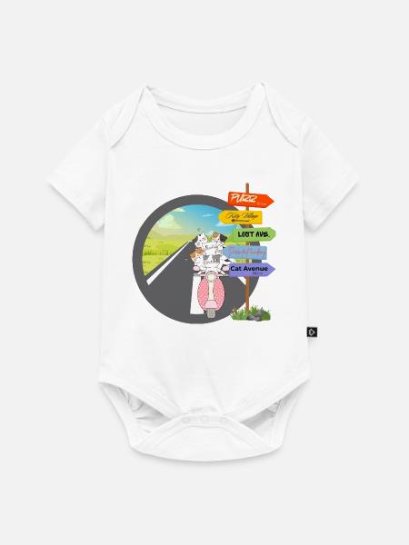 Verspielte Katzen-Roadtrip-Einheit - Baby Premium Kurzarmbody - Weiß