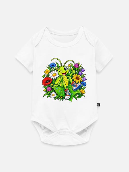 Lustiger Grashüpfer - Baby Premium Kurzarmbody - Weiß
