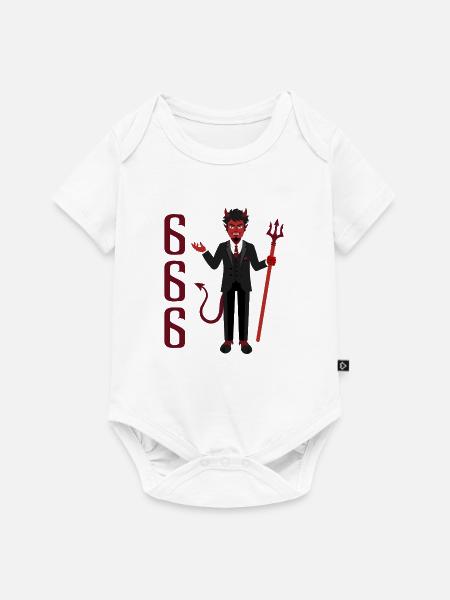 Dämon im Anzug 666 Dreizack - Baby Premium Kurzarmbody - Weiß
