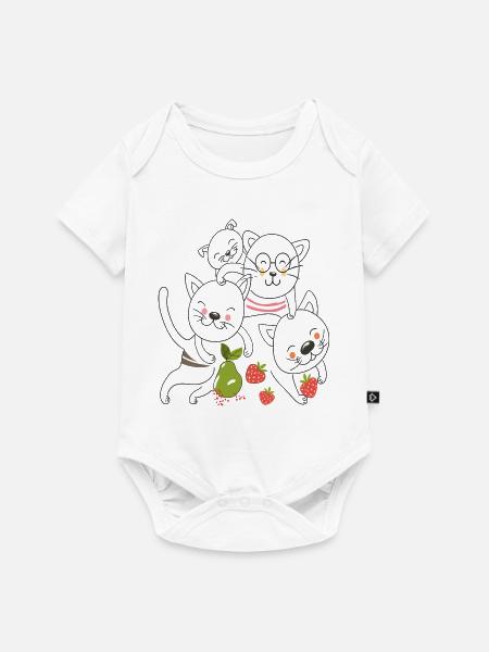  Katzen mit Obst - Baby Premium Kurzarmbody - Weiß