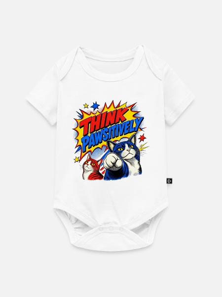 Think Pawsitively Comic katzen - Baby Premium Kurzarmbody - Weiß