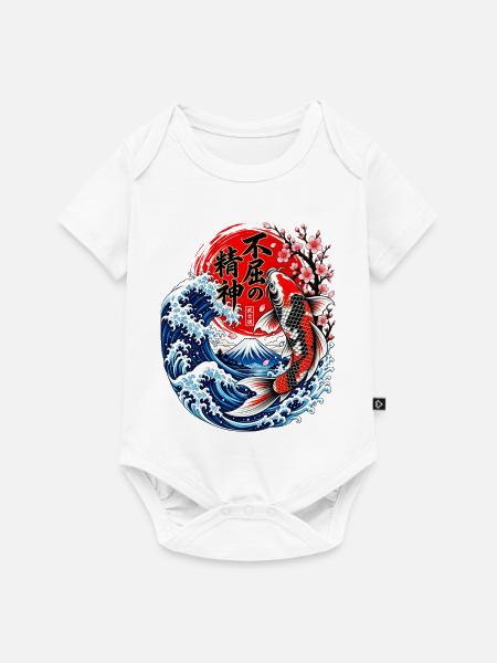 Koi Wellen Zen Motiv - Baby Premium Kurzarmbody - Weiß