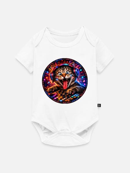 DropWild Milo DJ cat - Baby Premium Kurzarmbody - Weiß