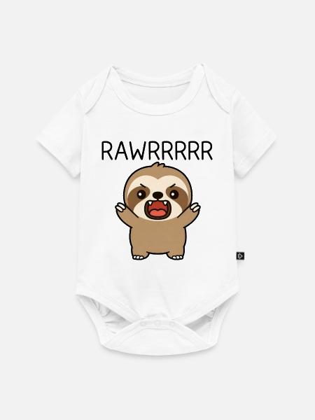 Faultier Lustiger Cartoon - Baby Premium Kurzarmbody - Weiß