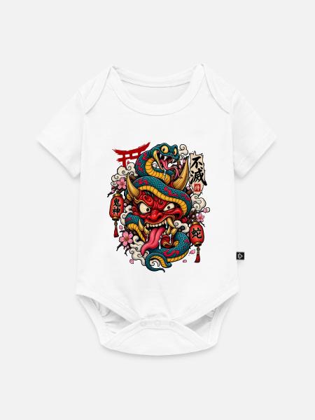 Tattoo-Drachen mit Shinto-Elementen - Baby Premium Kurzarmbody - Weiß