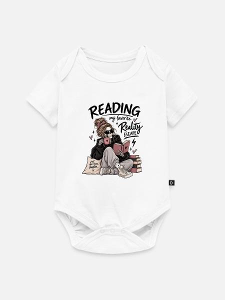 Just One More Chapter – Reading Skeleton - Baby Premium Kurzarmbody - Weiß