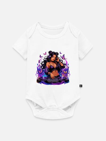 Nacht DJ in mit Schmetterlingen - Baby Premium Kurzarmbody - Weiß