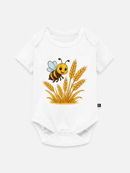 Goldene Ähren Bienen-Motiv - Baby Premium Kurzarmbody - Weiß