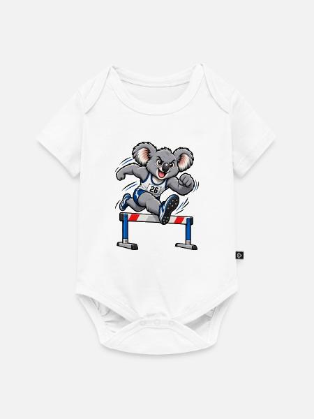 Süßer Koala beim Hürdenlauf - Baby Premium Kurzarmbody - Weiß