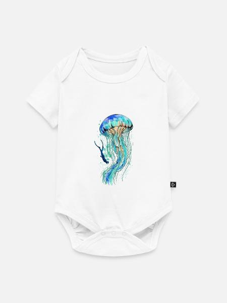 Jellyfish Dive Art - Baby Premium Kurzarmbody - Weiß
