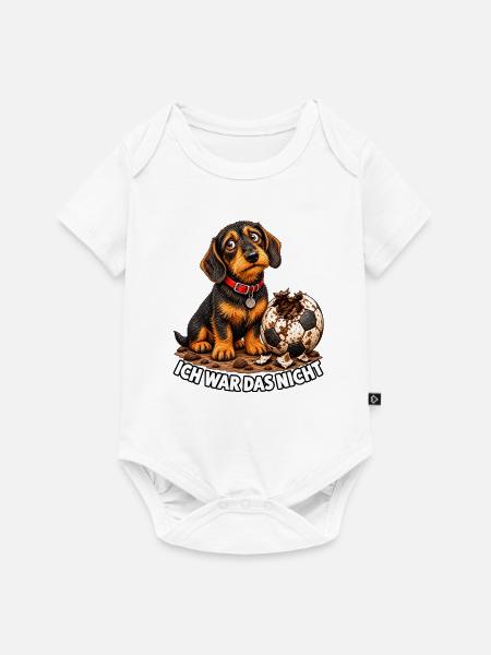 Ich war das nicht – Dackel Fußball - Baby Premium Kurzarmbody - Weiß