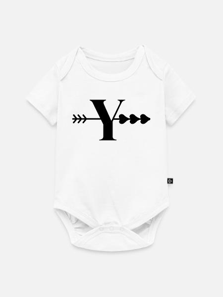 Buchstabe y Pfeil Herz - Baby Premium Kurzarmbody - Weiß