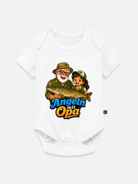 Angeln mit Opa - Baby Premium Kurzarmbody - Weiß