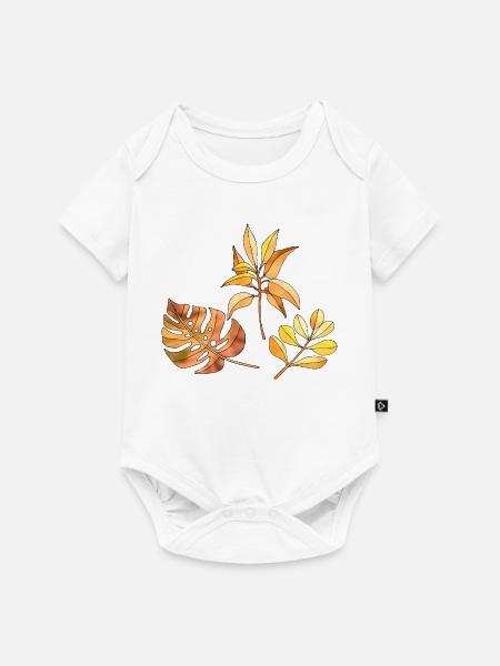 Blätter - Baby Premium Kurzarmbody - Weiß