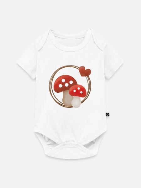 Fliegenpilze mit Herz – Waldliebe - Baby Premium Kurzarmbody - Weiß