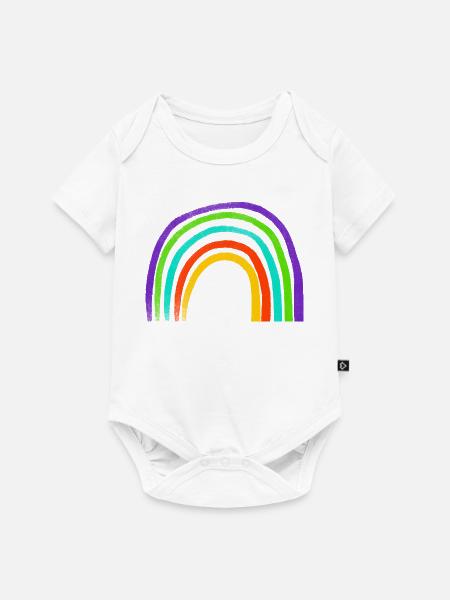 Regenbogen Pinselstrich Bogen - Baby Premium Kurzarmbody - Weiß