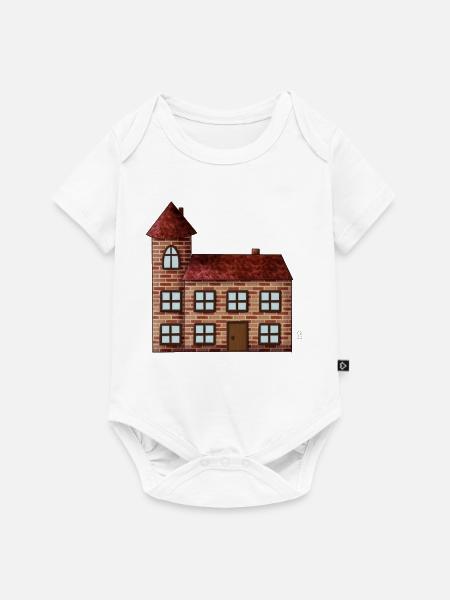 Backstein Haus Turm Cartoon - Baby Premium Kurzarmbody - Weiß