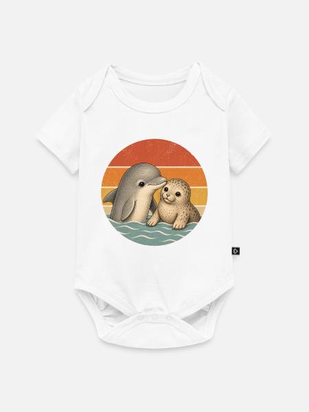 Delphin und Robbe - Baby Premium Kurzarmbody - Weiß