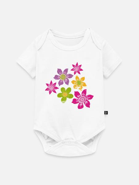 Bunte Blütenpracht - Baby Premium Kurzarmbody - Weiß