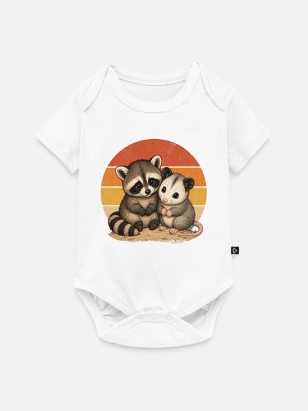 Waschbär und Opossum - Baby Premium Kurzarmbody - Weiß