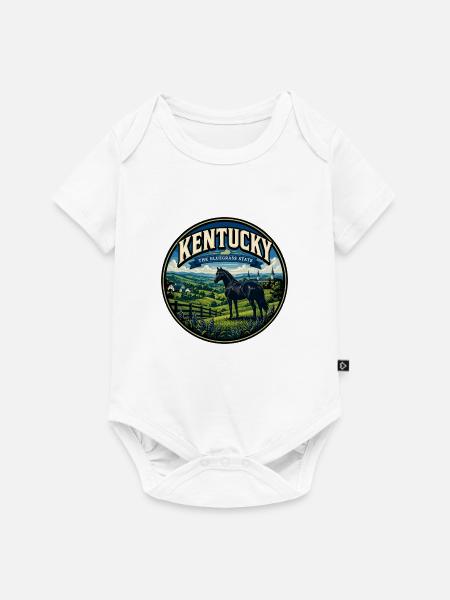 Kentucky Bluegrass State Retro Pferdeabzeichen - Baby Premium Kurzarmbody - Weiß