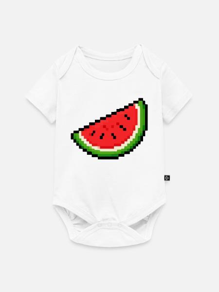 Pixel-Wassermelone Slice - Baby Premium Kurzarmbody - Weiß