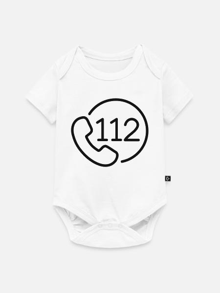 112 Notfall-Telefonleitungssymbol - Baby Premium Kurzarmbody - Weiß