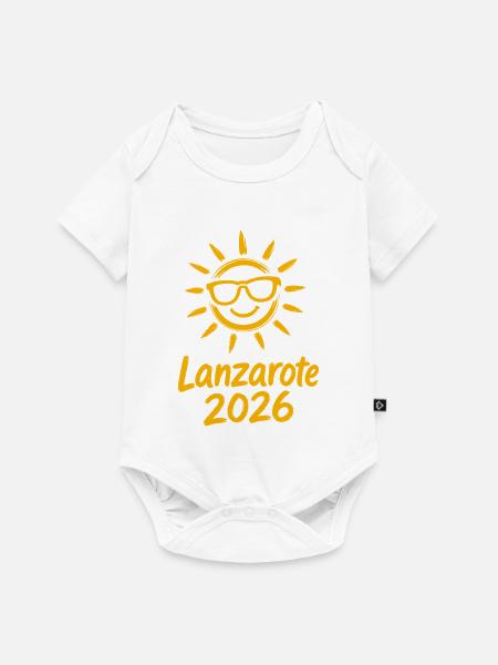 Lanzarote 2026 Sonnenlogo - Baby Premium Kurzarmbody - Weiß