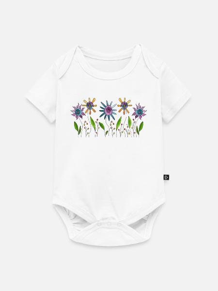 Blumen - Baby Premium Kurzarmbody - Weiß