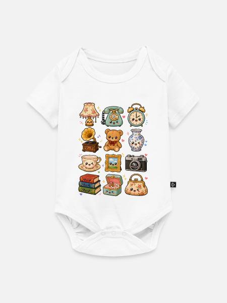 Kawaii Flohmarkt | Retro & Nostalgie - Baby Premium Kurzarmbody - Weiß