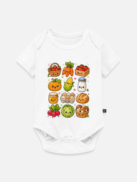 Kawaii Bauernmarkt | Ernte & Lebensmittel - Baby Premium Kurzarmbody - Weiß