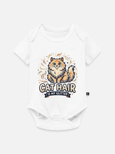 Katzenhaar-Glitzer - Baby Premium Kurzarmbody - Weiß
