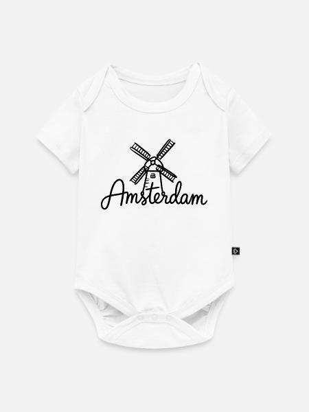 Amsterdam Windmühle Holland - Baby Premium Kurzarmbody - Weiß