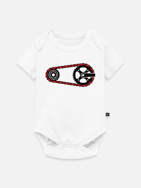 Fahrradkette Zahnkranz Grafik - Baby Premium Kurzarmbody - Weiß