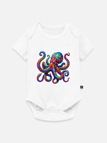 Lebhafter Neon-Oktopus-Ausbruch - Baby Premium Kurzarmbody - Weiß