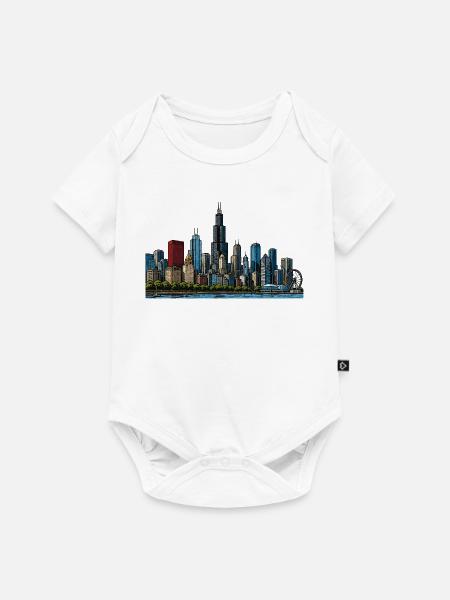Chicago Stadt Skyline - Baby Premium Kurzarmbody - Weiß