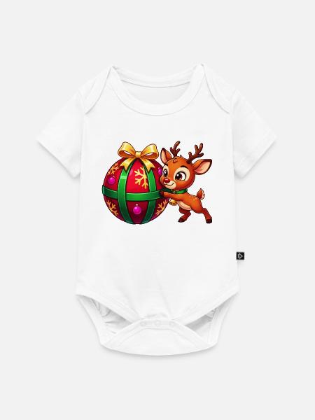 Rentiere und Weihnachtsschmuck - Baby Premium Kurzarmbody - Weiß