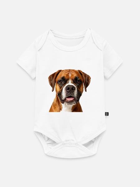 Boxer Face Dog - Baby Premium Kurzarmbody - Weiß